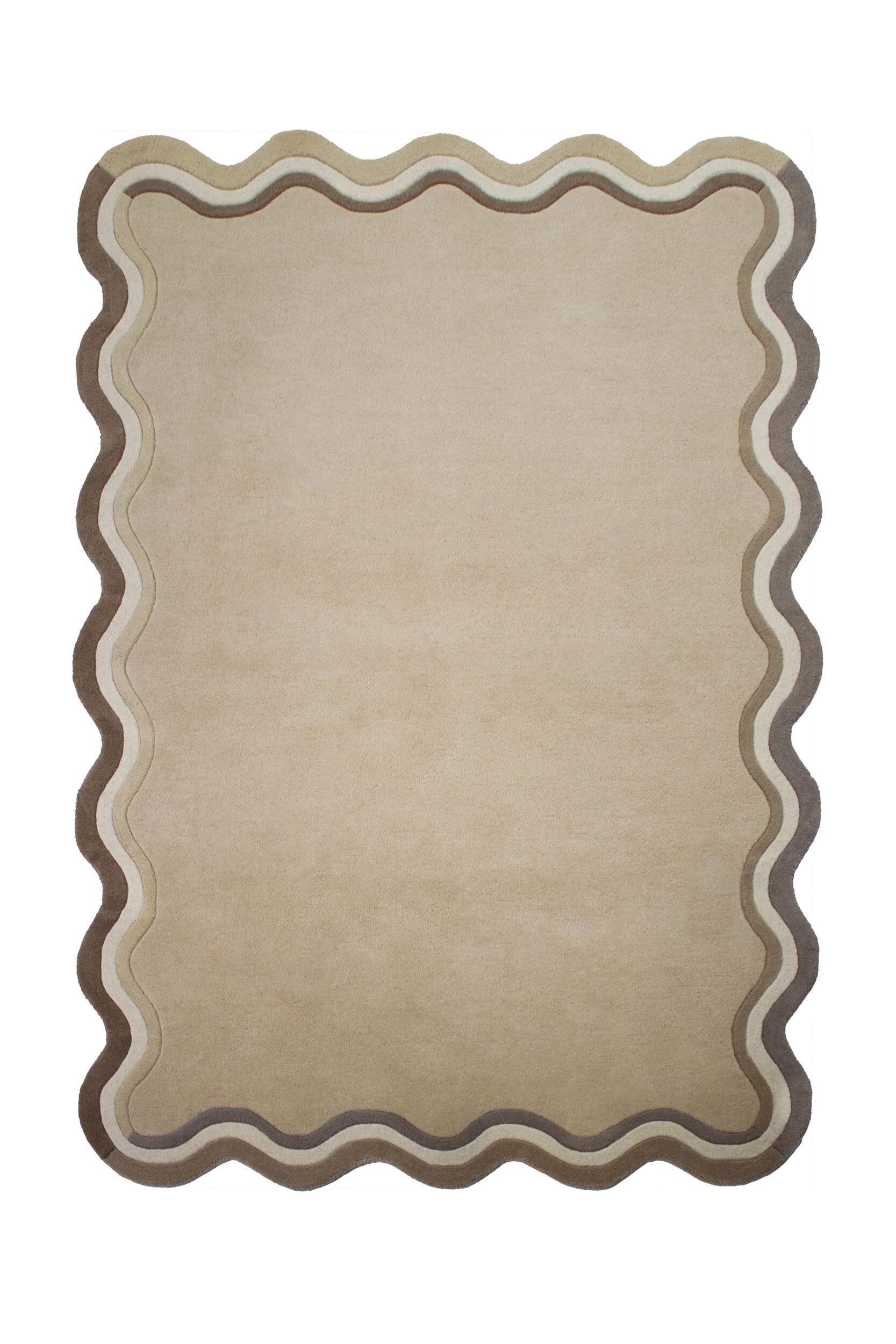 TEPPICH aus Wolle WINCH in Natur, mit Bordüre, 120 x 170 cm - Beige, Textil (120/170cm) - KADIMA DESIGN