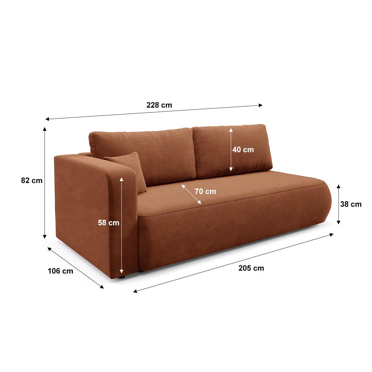 SOFA Antonio 3 Sitzplätze Terracotta - Terracotta, Holz (228/82/106cm) - Petits-meubles