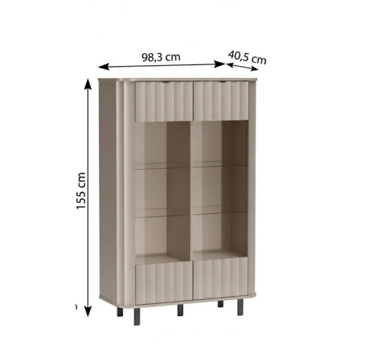 VITRINE MODERNO 200 / 98,3 cm in Weiß - Weiß, Holzwerkstoff (98.3/200/40.5cm) - MASSENO