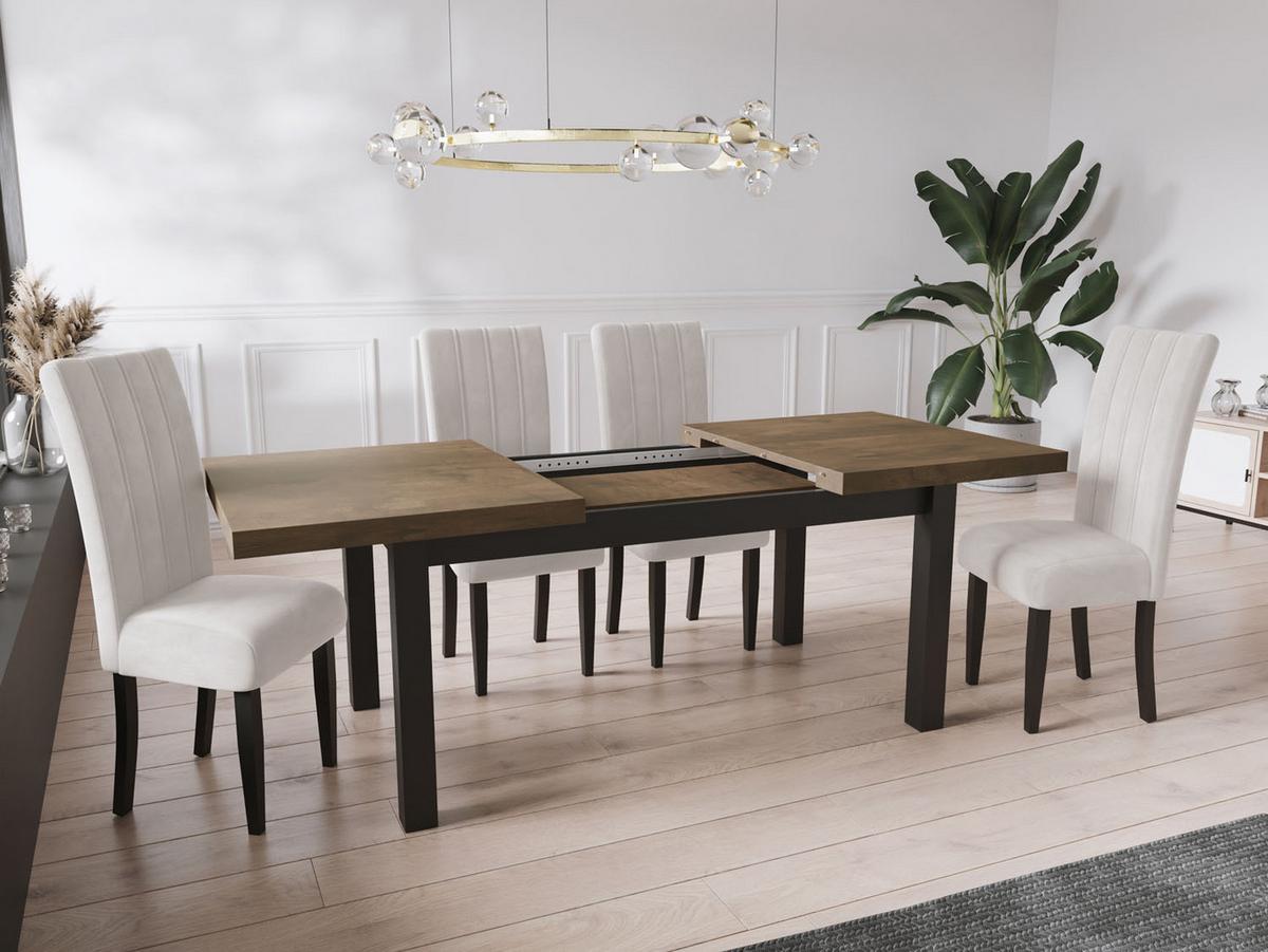 ESSTISCH Gemini rechteckig ausziehbar, Lefkas Eiche 120-160/80/78 cm - Alteiche/Schwarz, Holz/Holzwerkstoff (80/160/78cm) - WFL GROUP