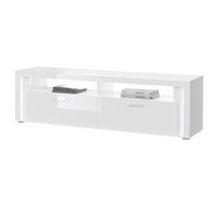TV-LOWBOARD weiß Hochglanz, Flat-TV Board 200 cm, inkl. Beleuchtung - Weiß Hochglanz/Silberfarben, Holzwerkstoff/Kunststoff (204/58/46cm) - Inn.Furn