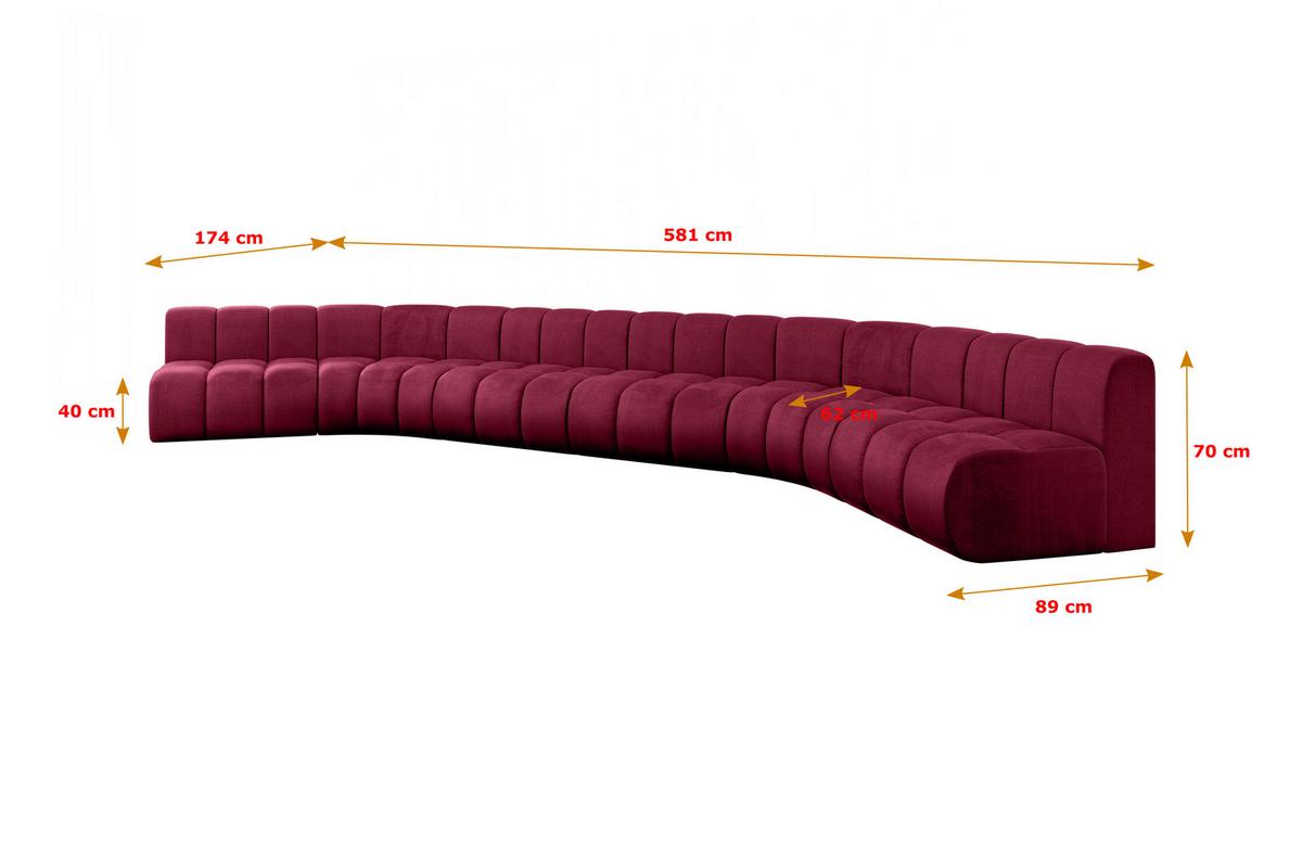 WOHNLANDSCHAFT modulares Sofa Montra-U2 - 581x174x70 cm Bordeauxrot - Bordeaux, Holzwerkstoff/Textil (581/70/174cm) - ALTDECOR