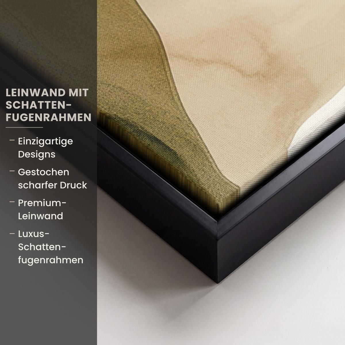 LEINWAND Bilder mit Rahmen - Japandi - Abstrakt - Grün - 50x50 - Salbeigrün, Textil (50/50cm) - MuchoWow