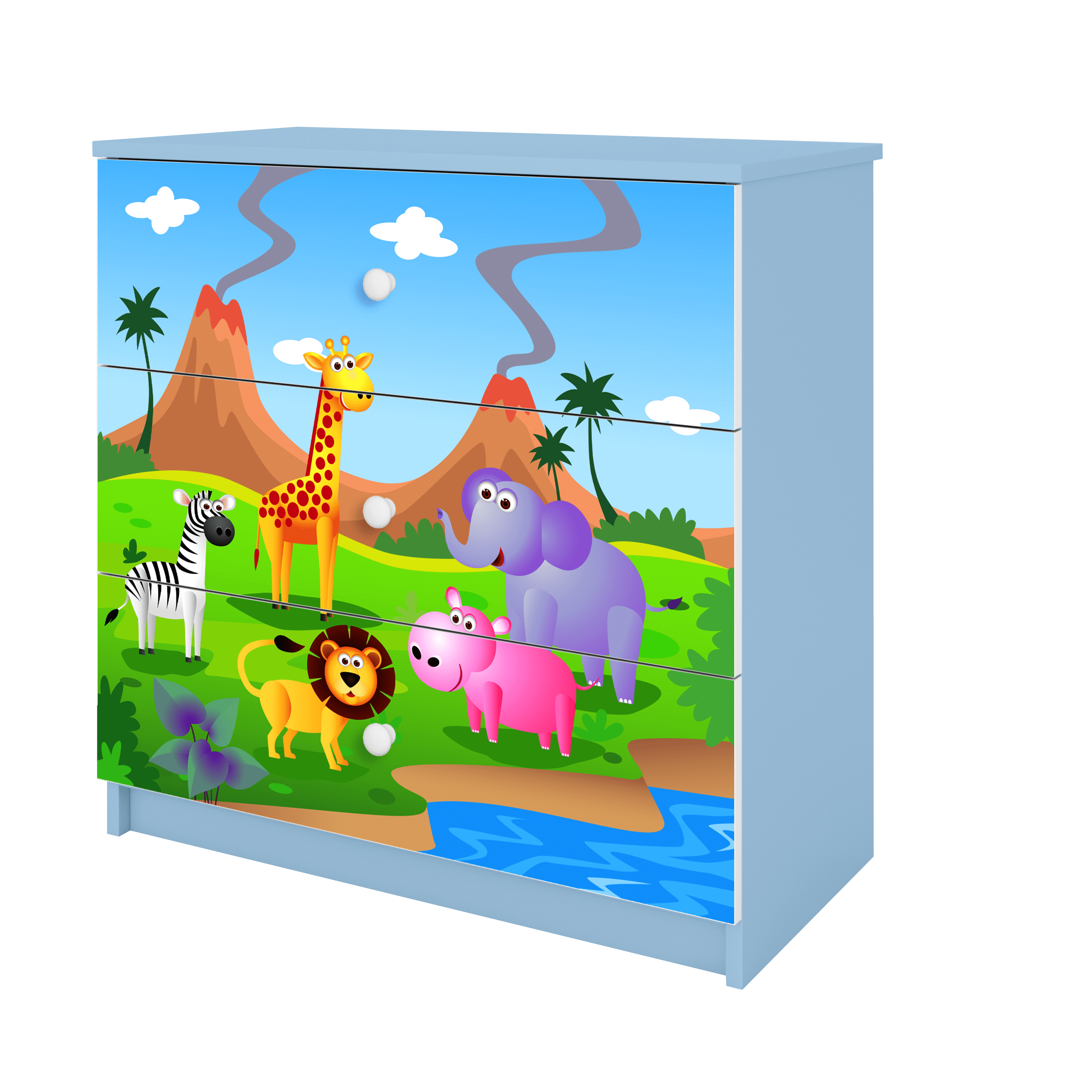 KOMMODE Babydreams Safari 81/81/41 - Blau, Holzwerkstoff (81/81/41cm) - RAUMHIRSCH FURNITURE