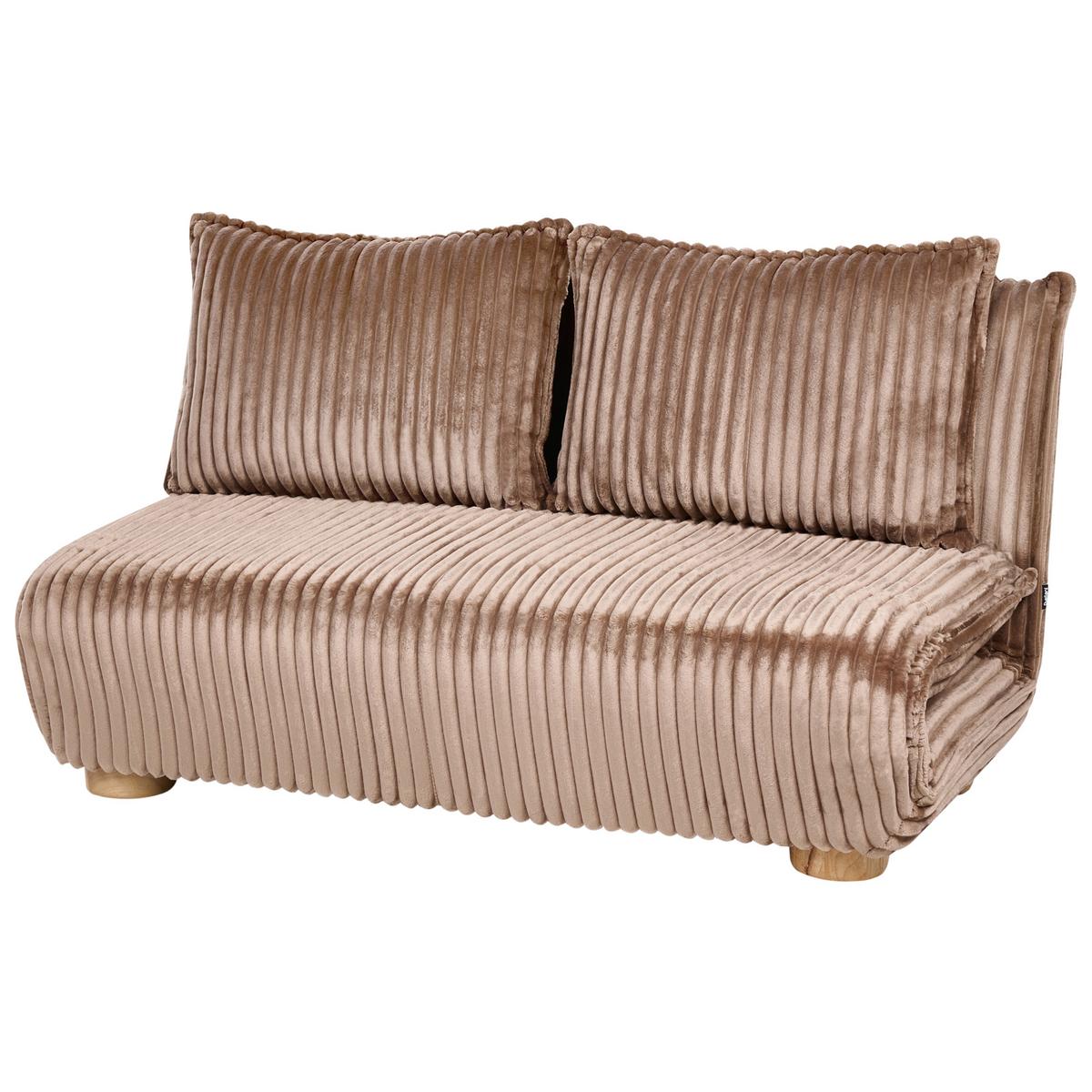 SCHLAFSOFA 2-Sitzer Cord Hellbraun Abisko - Hellbraun/Schwarz, Textil (140/80/82cm) - Beliani