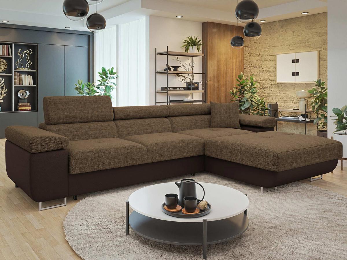 ECKSOFA Torezio Mini, Seite: Rechts - Braun, Holz/Textil (170/280cm) - MIRJAN24