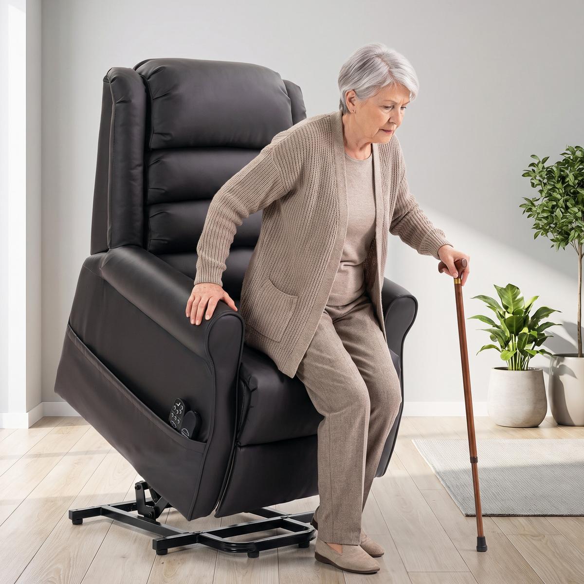 ELEKTRISCHER-AUFSTEHSESSEL PU-Leder Dunkelbraun - Dunkelbraun, Leder/Metall (80/106/100cm) - HOMCOM