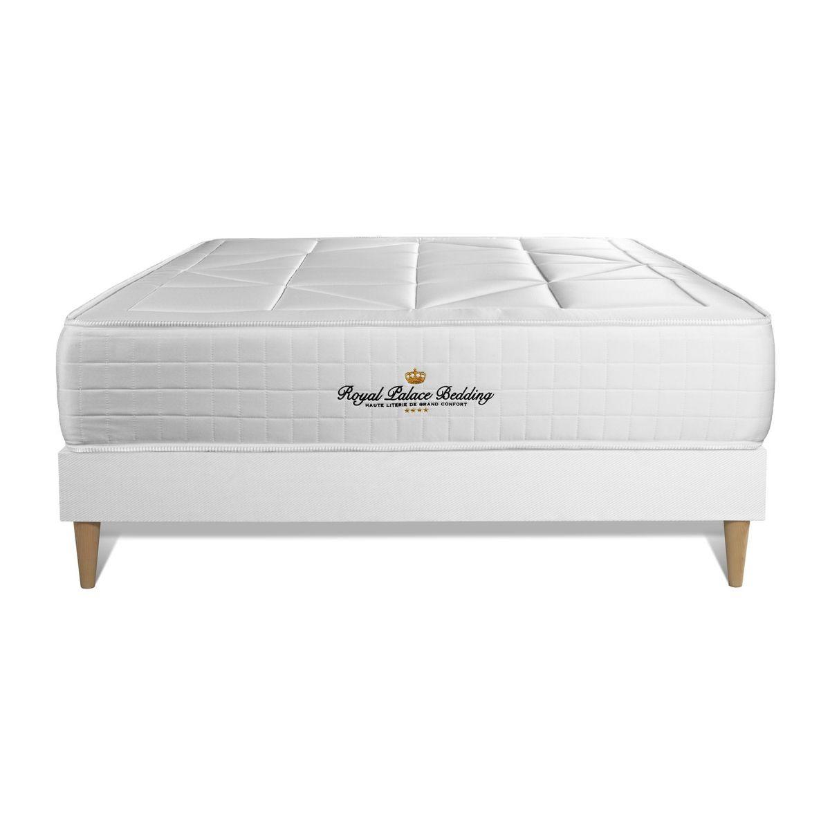 BETT Windsor Taschenfederkern und Memory-Schaum 120 x 210 cm h1 - Kit Bettgestell Weiß - Beige/Weiß, Karton/Holz (120/210cm) - ROYAL PALACE BEDDING