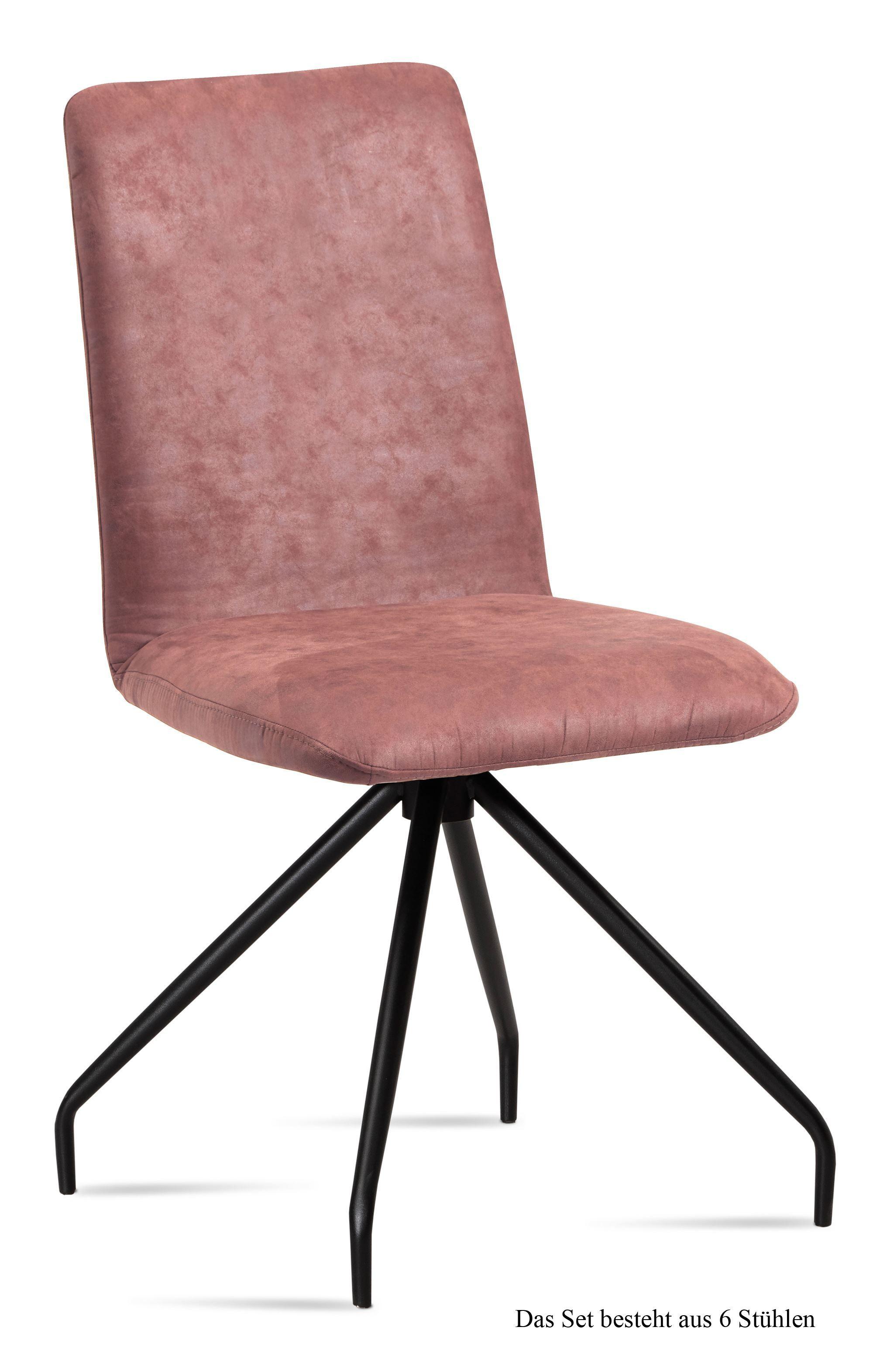 ESSZIMMERSTUHL (6er-Set) Desiri 47x92x60 Schwarz/Rosewood - Dunkelrosa/Schwarz, Kunststoff (60/92/47cm) - 58aufmkessel