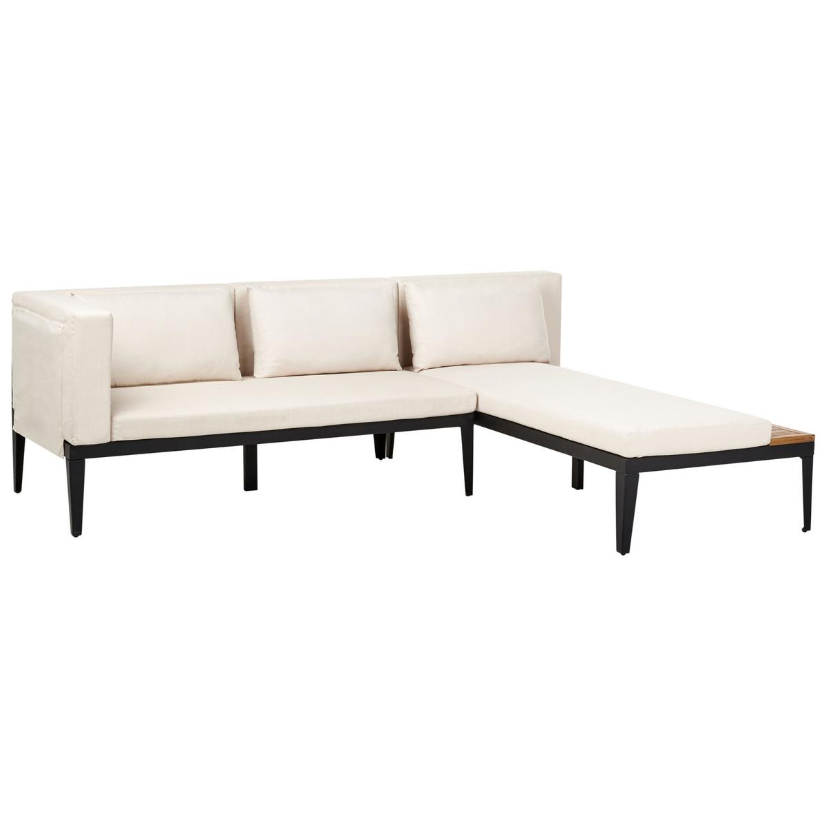 LOUNGE-SET 3-Sitzer Beige Bracciano - Hellbraun/Beige, Holz - Beliani
