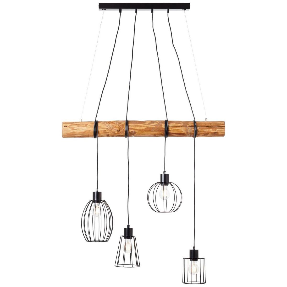 PENDELLEUCHTE Keyla 99549/76 - Schwarz, Holz (19.5/90/140cm) - Brilliant