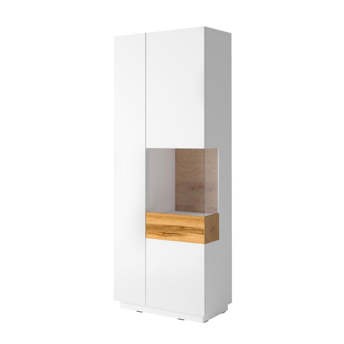 VITRINE Andrea Weiß und Holz - Weiß, Holzwerkstoff (80/207/40cm) - Petits-meubles