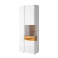 VITRINE Andrea Weiß und Holz - Weiß, Holzwerkstoff (80/207/40cm) - Petits-meubles