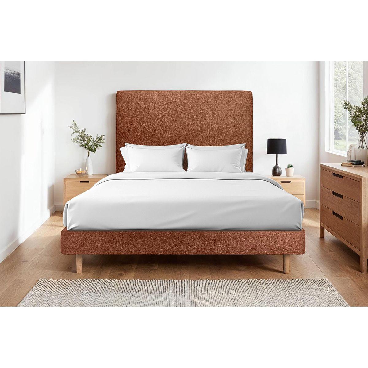 LATTENROST – Bouclé-Stoff– Bausatz zur Selbstmontage - 180x200 cm - Beige/Terracotta, Karton/Holz (180/200cm) - Sommeil de Plomb