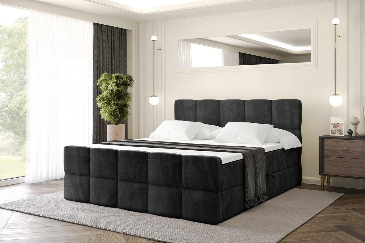 BOXBETT mit Matratze H4 und Lattenrost - LIRO-Z - 160x200 - Schwarz Casablanca - Schwarz, Holzwerkstoff (160/200cm) - ALTDECOR