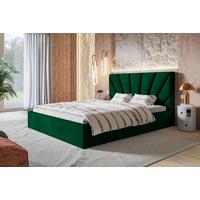 BETT 180x200 - Polsterbett mit Bettkasten und Holzrahmen - Modern Betten - Glatter Kronos-Stoff- Kollektion Denver, Grün - Grün, Holz/Textil (180/200cm) - Alpi-Möbel
