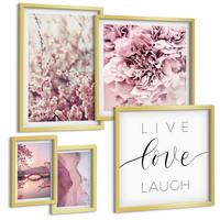 BILDER SET 5er Set - 50x50 cm & 20x30 cm & 40x60 cm Goldrahmen - Italienische Sonnenuntergänge - Goldfarben, Kunststoff (40/60cm) - TULUP