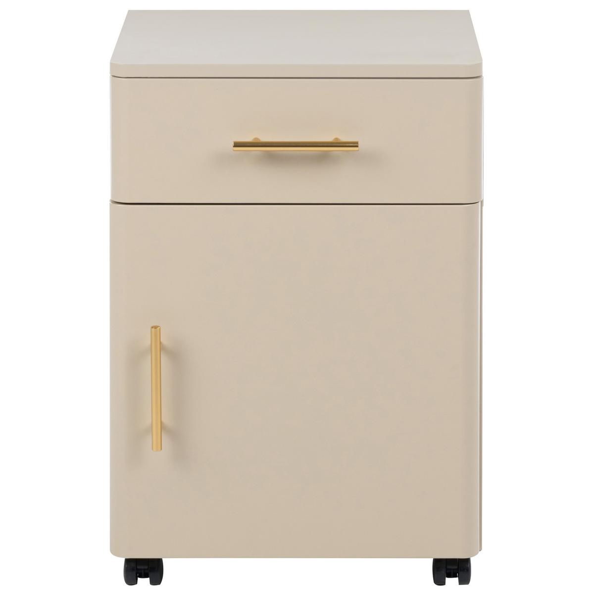 NACHTTISCH mit 1 Schublade Metall Beige Ombura - Beige, Metall (40/45/65cm) - Beliani