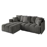 ECKSOFA Ottomane links LONLI-L 251x189x68 Anthrazit Velours - Anthrazit, Holzwerkstoff/Kunststoff (251/189cm) - ALTDECOR