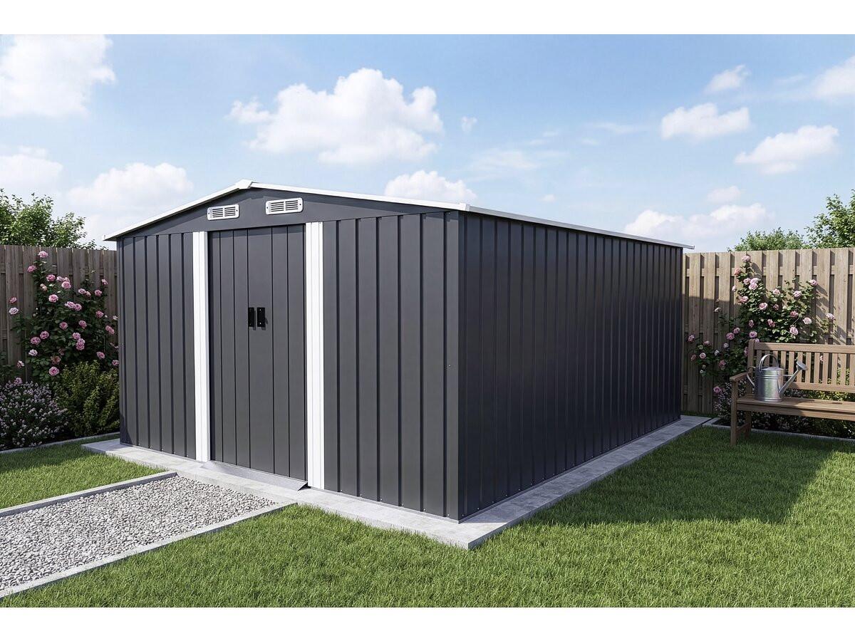 METALL-GARTENHAUS boston Grau - Grau, Metall (390/193/338cm) - Habitat Garten