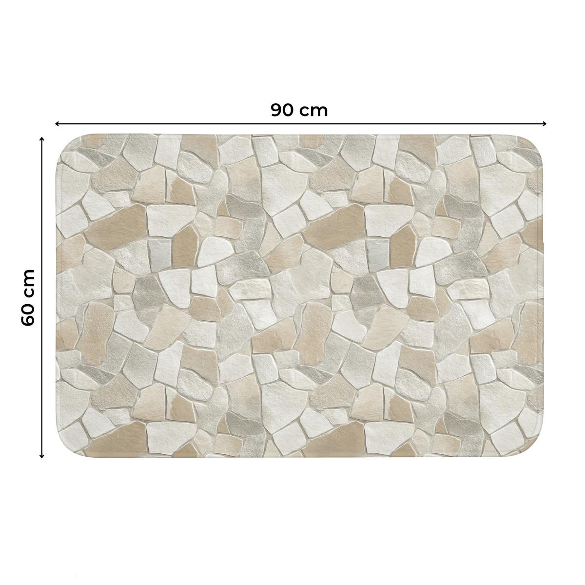 WC-VORLEGER Mosaik - Steine - Beige Toilettenteppich 90x60 cm - Beige, Textil (90/1cm) - OnlyWow