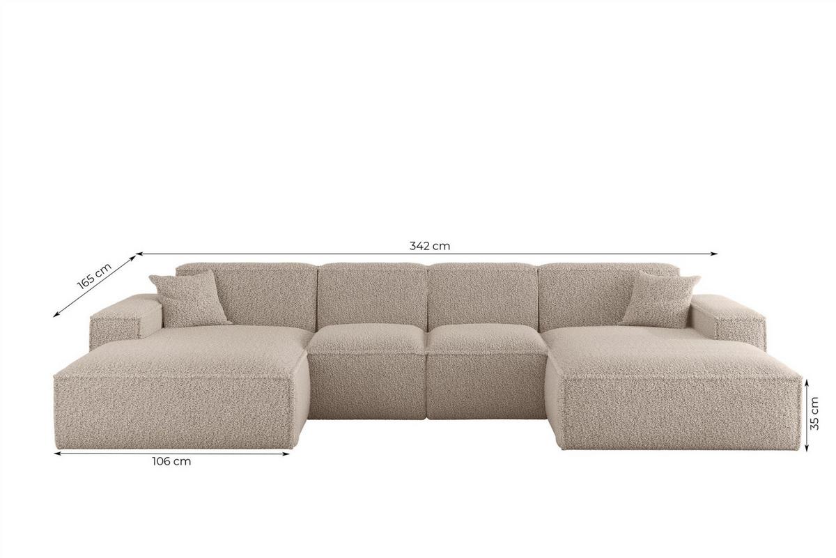 WOHNLANDSCHAFT Celes Premium Xs Sven - Creme, Holzwerkstoff/Textil (342/73/165cm) - Fun Möbel