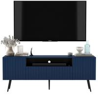 TV-SCHRANK Elpis Marineblau Matt mit Metallbeine Glamour 150 cm - Blau/Schwarz, Holzwerkstoff/Metall (150/60.5/36.5cm) - Meble Lindner