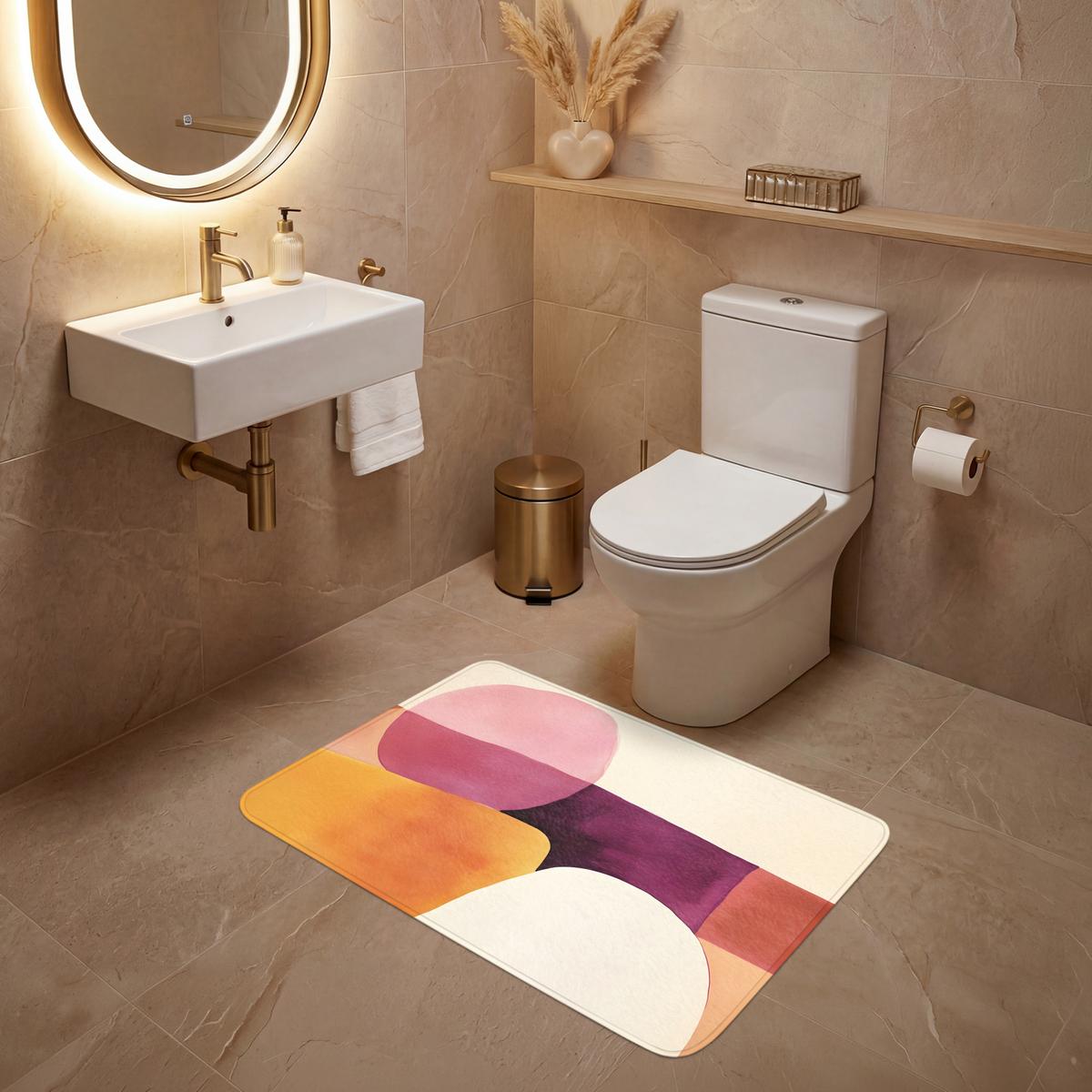WC-VORLEGER Formen - Abstrakt - Farbenfroh Toilettenteppich 90x60 cm - Terracotta, Textil (90/1cm) - OnlyWow