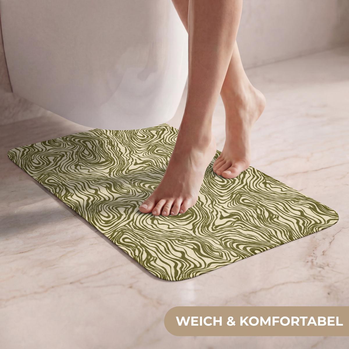 WC-VORLEGER Abstrakt - Marmor - Grün WC Teppich 40x60 cm - Dunkelgrün, Textil (40/1cm) - OnlyWow