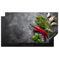 HERDABDECKPLATTE Pfeffer - Kräuter - Gewürze - Beton Ceranfeldabdeckung 90x52 cm - Rot, Kunststoff (90/52/0.2cm) - MuchoWow