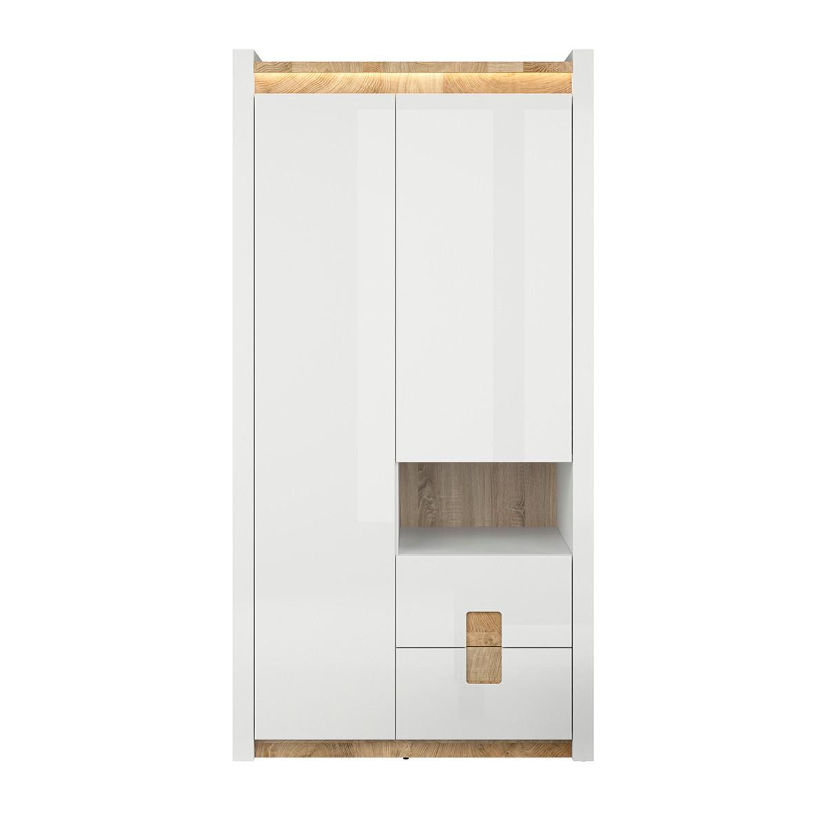 SCHRANK 2 Türen Helios Weiß und Holz - Weiß, Holzwerkstoff (102/201/60cm) - Petits-meubles