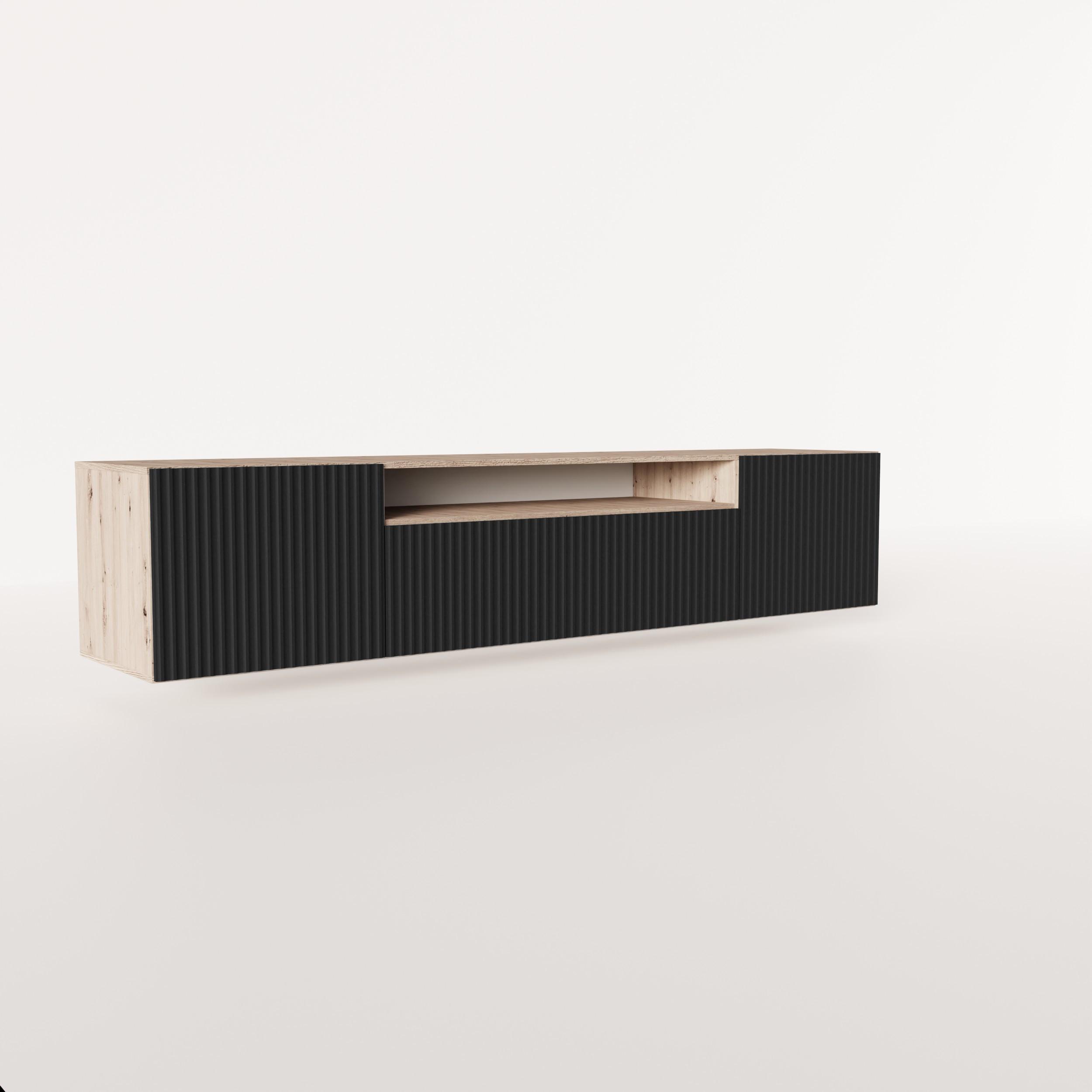 LOWBOARD VAREN 200/41/40 cm, Hängender TV-Schrank Eiche Artisan - Schwarz/Eiche Artisan, Holzwerkstoff (200/41/40cm) - MASSENO