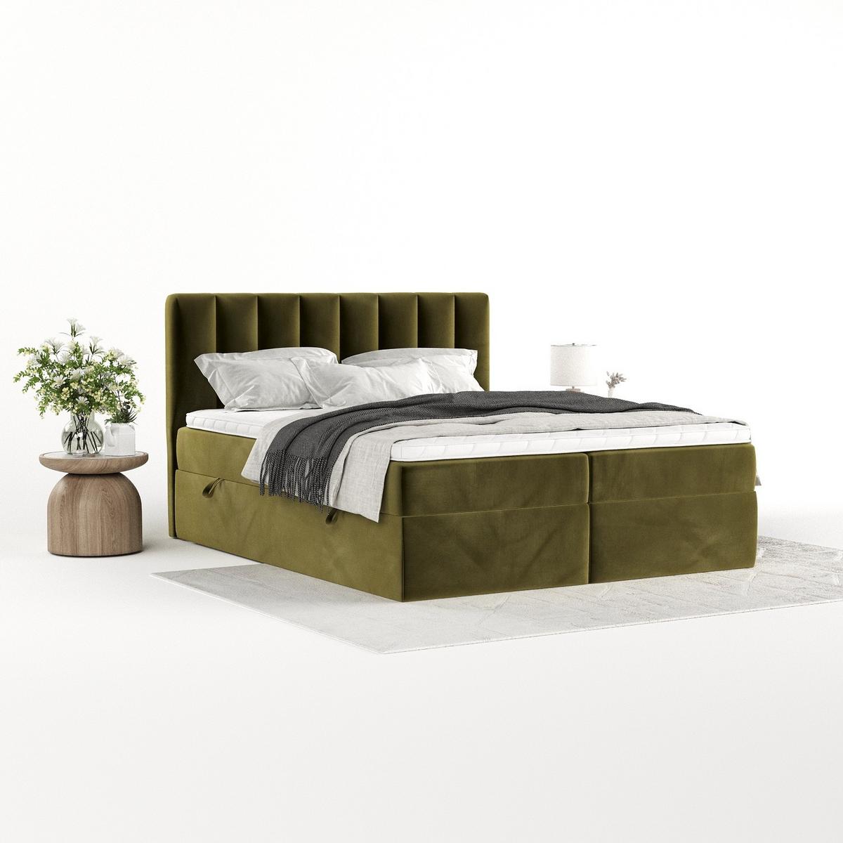 BOXBETT Bari 180/200 cm Olivgrün im Kronos Stoff - Olivgrün, Holz/Holzwerkstoff (180/200cm) - AltaBeds