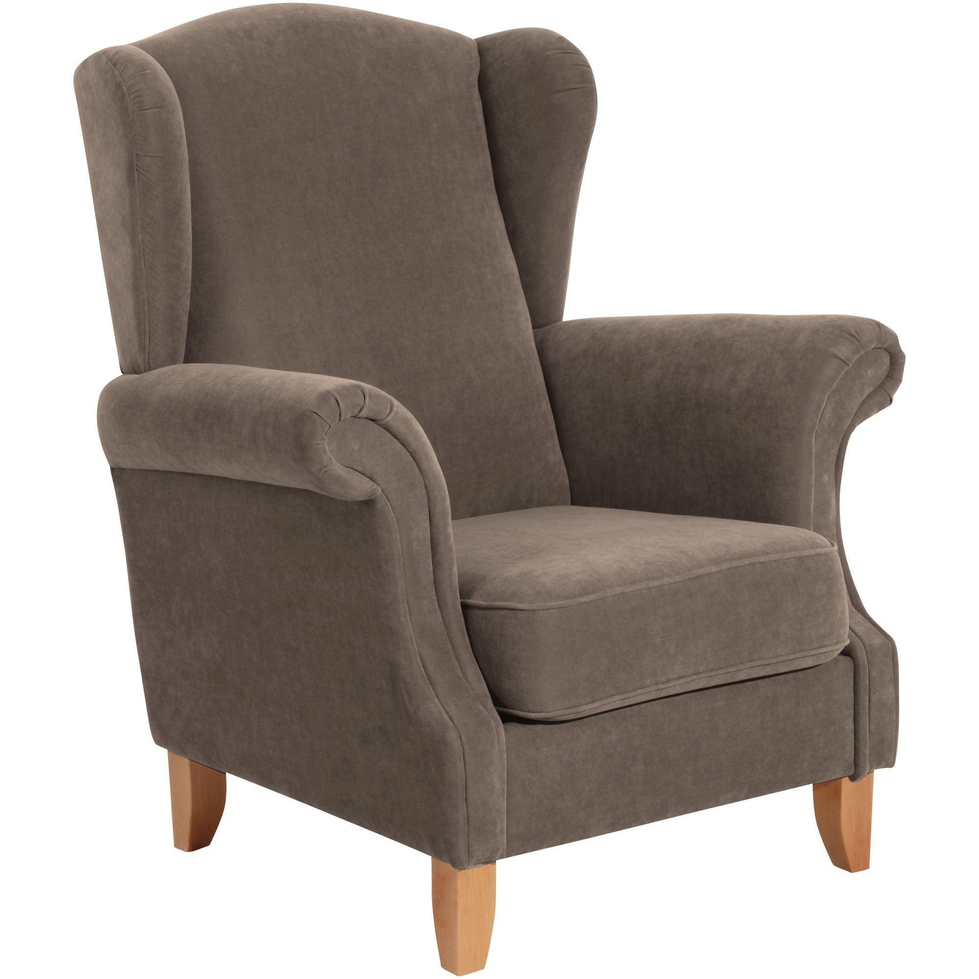 OHRENSESSEL Katria Bezug Veloursstoff Buche natur / sahara - Gelb, Kunststoff (88/108/84cm) - 58aufmkessel
