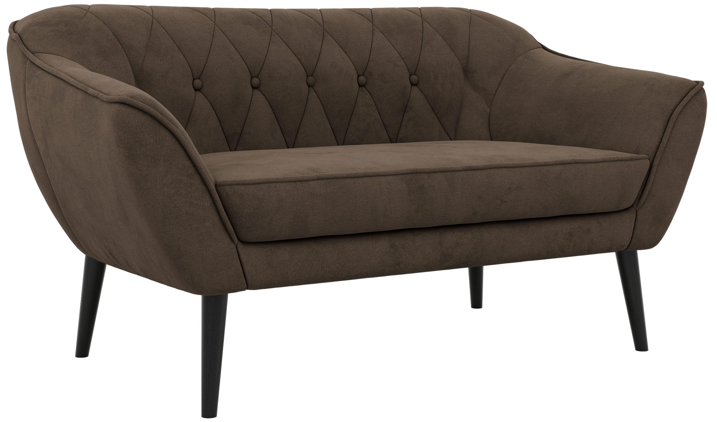 2-SITZER-SOFA PIRS - Braun Velvet - Schwarze Beine - Dunkelbraun/Schwarz, Holzwerkstoff/Textil (140/75/74cm) - MKS