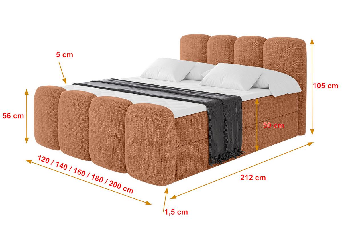 BOXBETT mit Matratze H4 und Lattenrost - NINA-Z - 180x200 cm - Apricot - Orange, Holzwerkstoff (180/200cm)