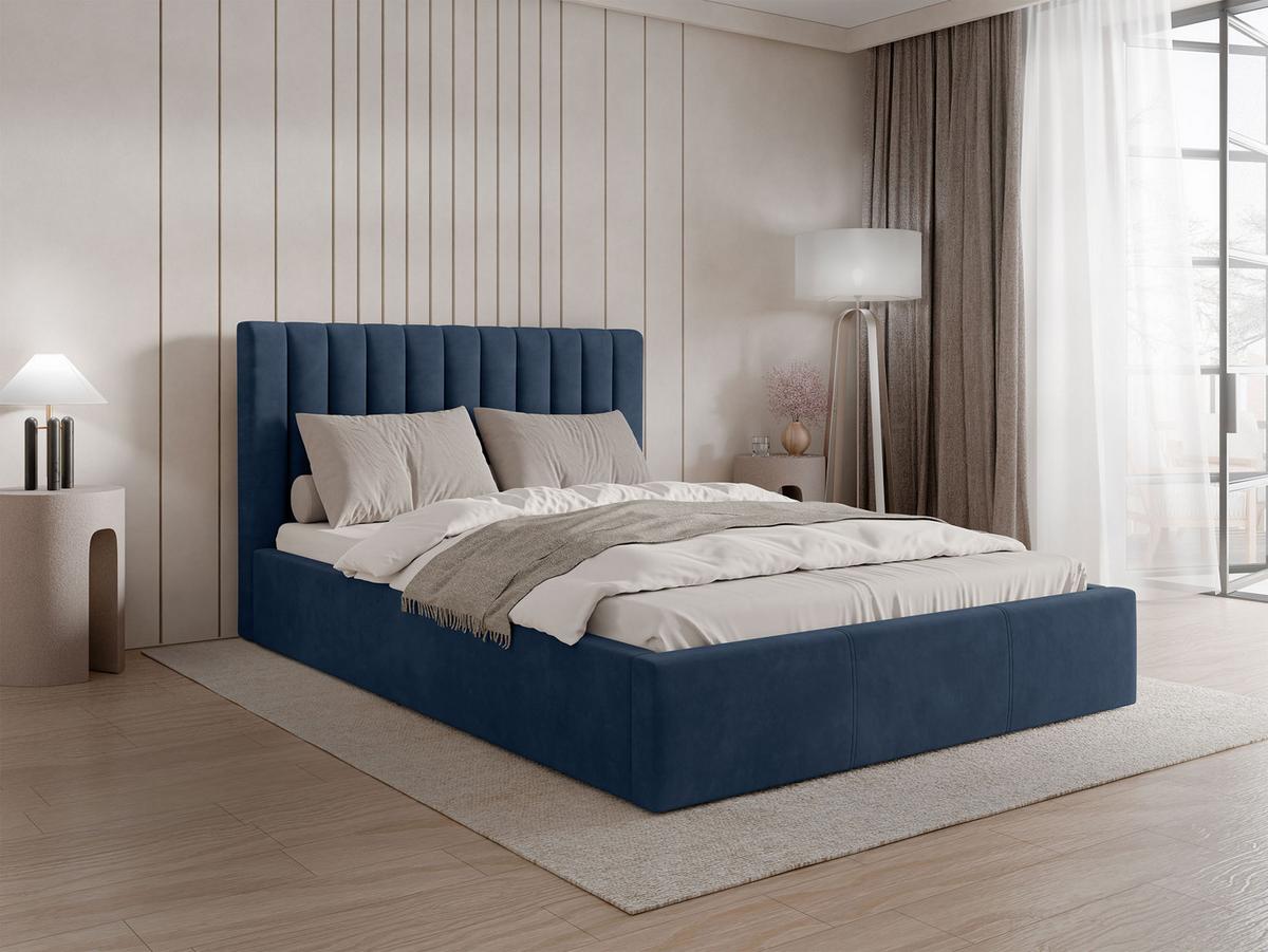 POLSTERBETT Cosmo - Blau/Naturfarben, Holz/Holzwerkstoff (140/200cm) - MIRJAN24