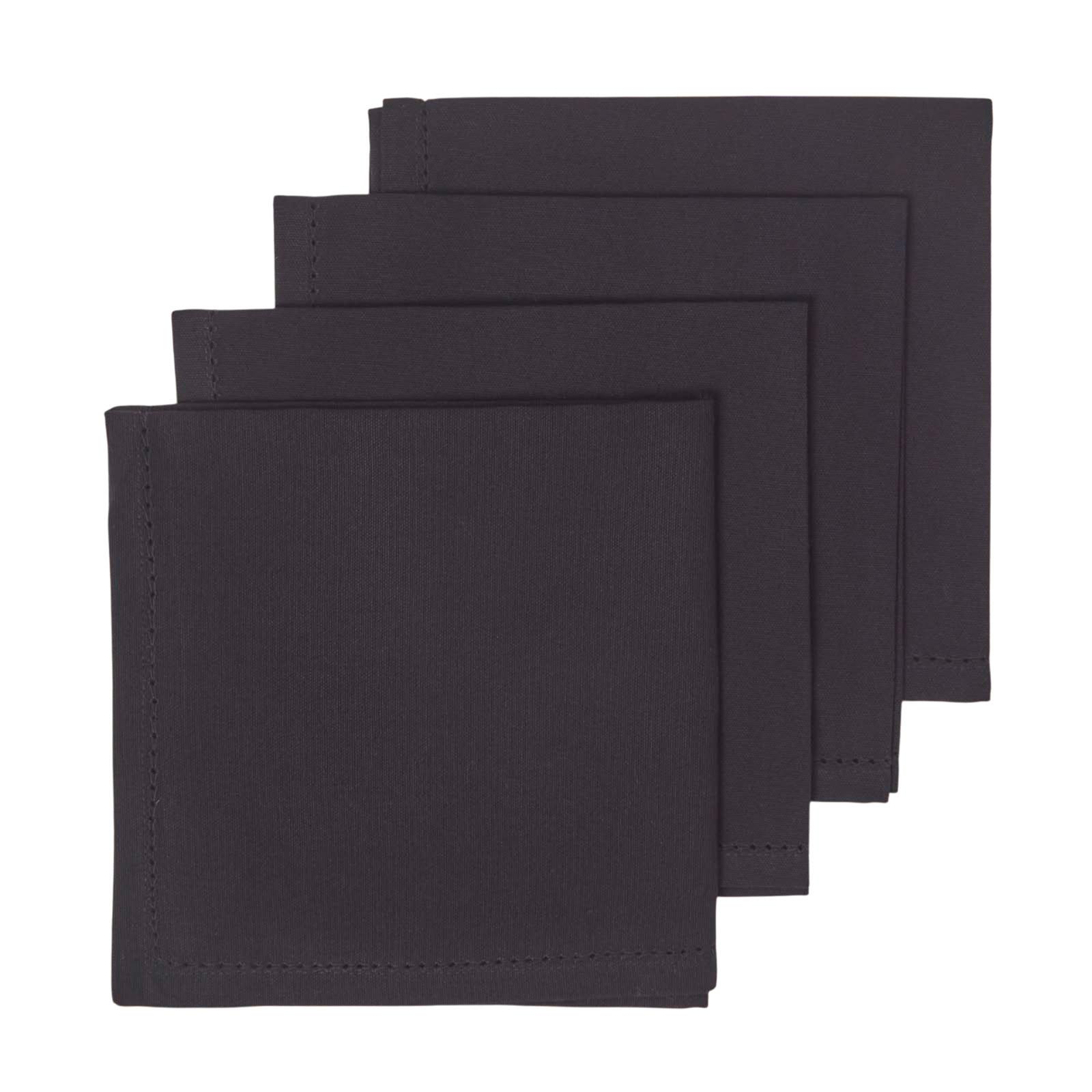 STOFFSERVIETTEN 4er-Set schwarz 45/45 cm, 100% Baumwolle - Schwarz, Textil (45/45cm) - Homescapes