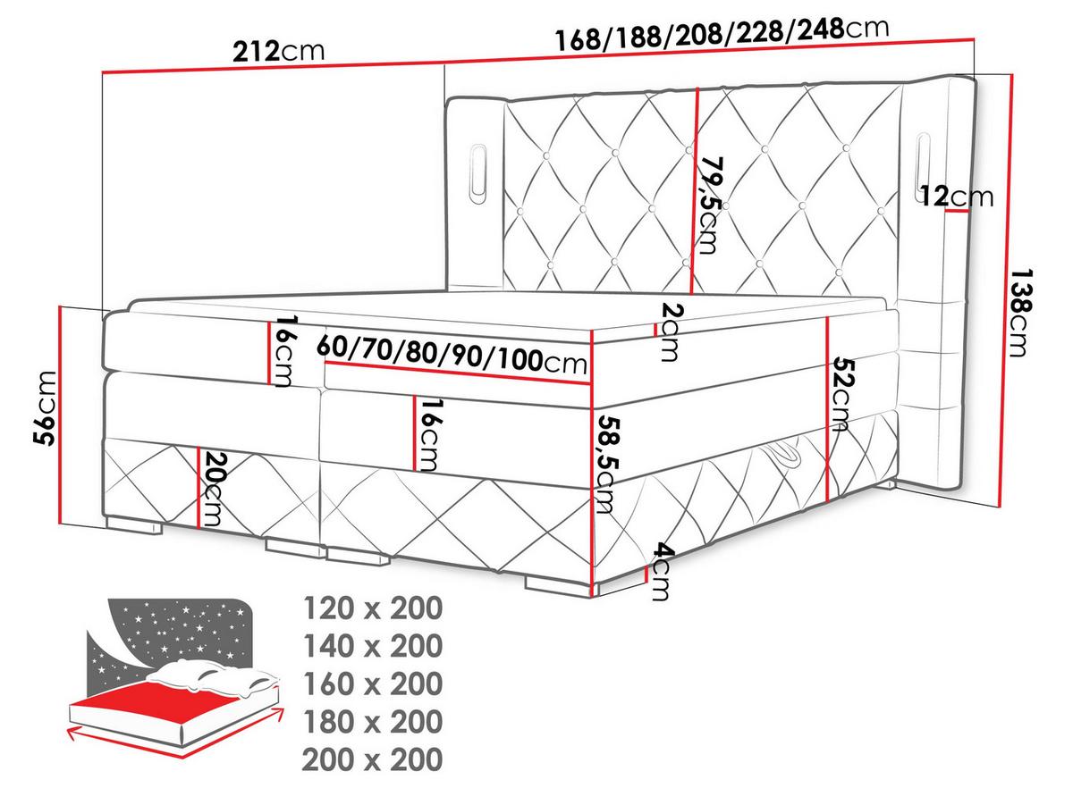 BOXBETT Focus Lux - H3 - Beige, Holz (180/200cm) - MIRJAN24