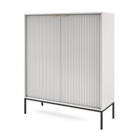 SIDEBOARD Eternas 2T Grau 104/125/39 cm – schwarze Füße, mit geriffelten Fronten - Schwarz/Grau, Holzwerkstoff (104/125/39cm) - AX Living