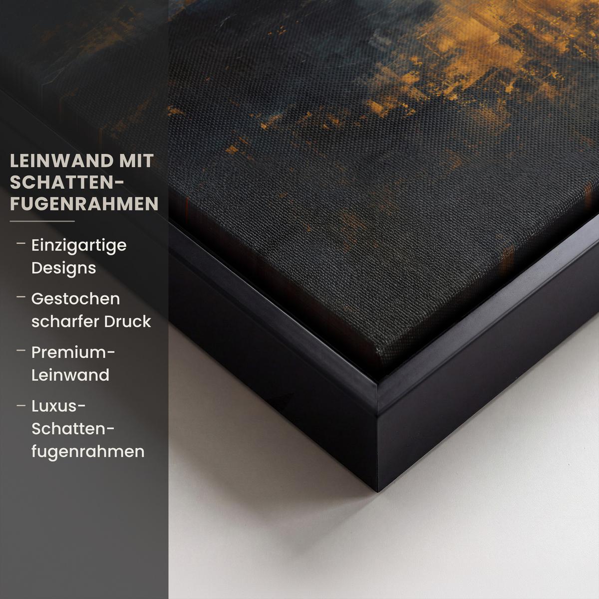 LEINWAND Bilder mit Rahmen - Goldene Reflexion auf dem Wasser - 40x30 - Anthrazit, Textil (40/30cm) - MuchoWow