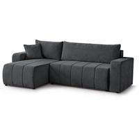 ECKSCHLAFSOFA Mori graphit - Graphitfarben/Schwarz, Kunststoff/Textil (250/155cm) - Beautysofa