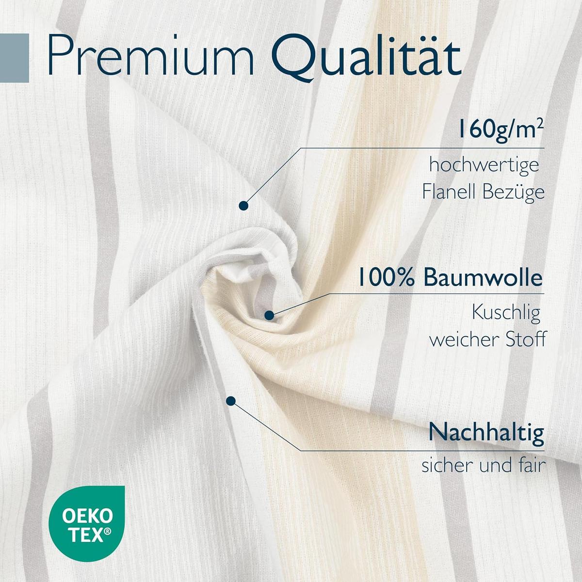 BETTWÄSCHE Viola 135x200cm + Kissenbezug 80x80cm Beige Biber - Beige, Textil (135/200cm) - Beautissu 