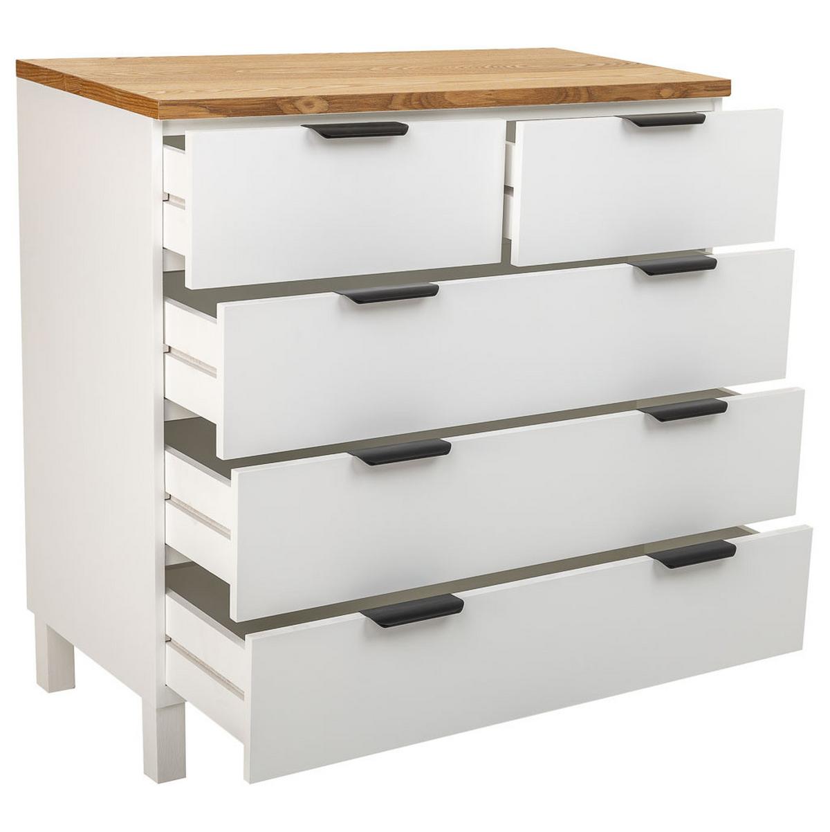 KOMMODE aus Holz mit 5 Schubladen 80x40x80,5 - Weiß, Holz (80/80/40cm) - Wanderlust