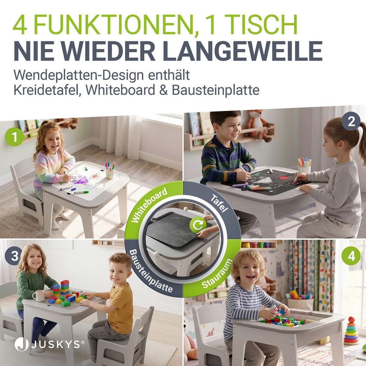 KINDERSITZGRUPPE Milou grau - Grau, Holz (60/50/60cm) - Juskys