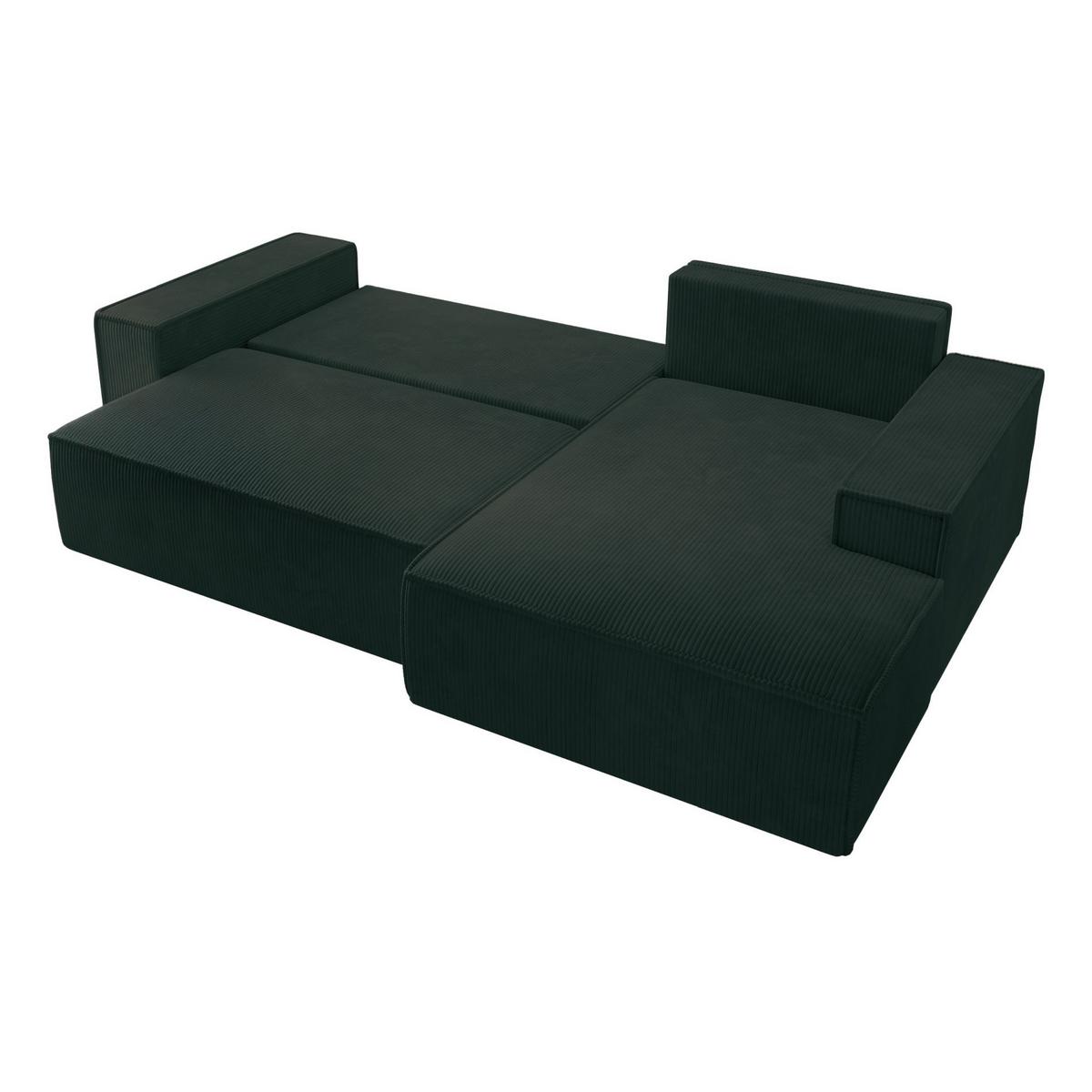ECKSOFA Farese Dunkelgrün Cordbezug - Schwarz/Grün, Kunststoff/Textil (267/167cm) - Selsey
