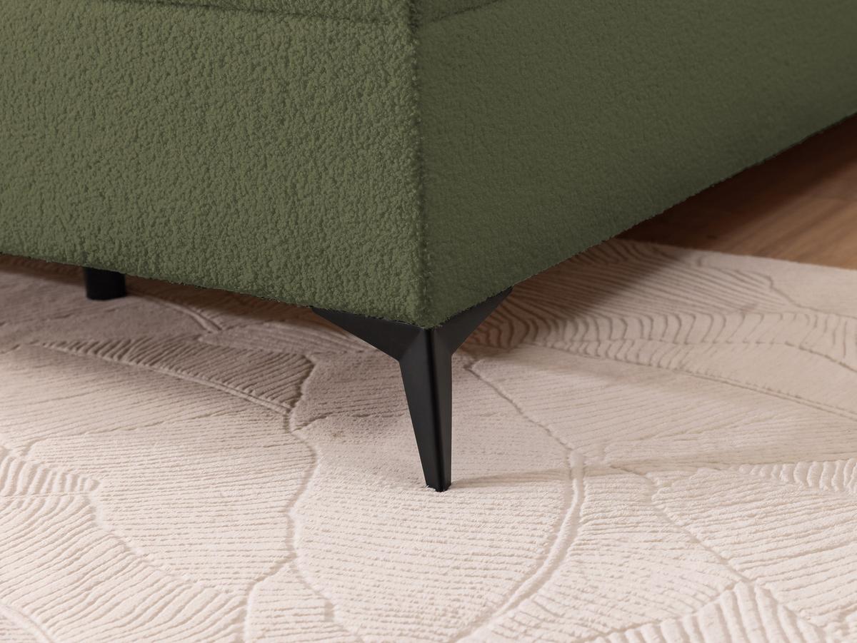 BOXBETT Sonna 200/200 cm Grün Bouclé-Stoff mit abgerundetem Kopfteil und mit schwarzen Metallfüßen - Schwarz/Grün, Holz/Textil (200/200cm) - S-Style Möbel