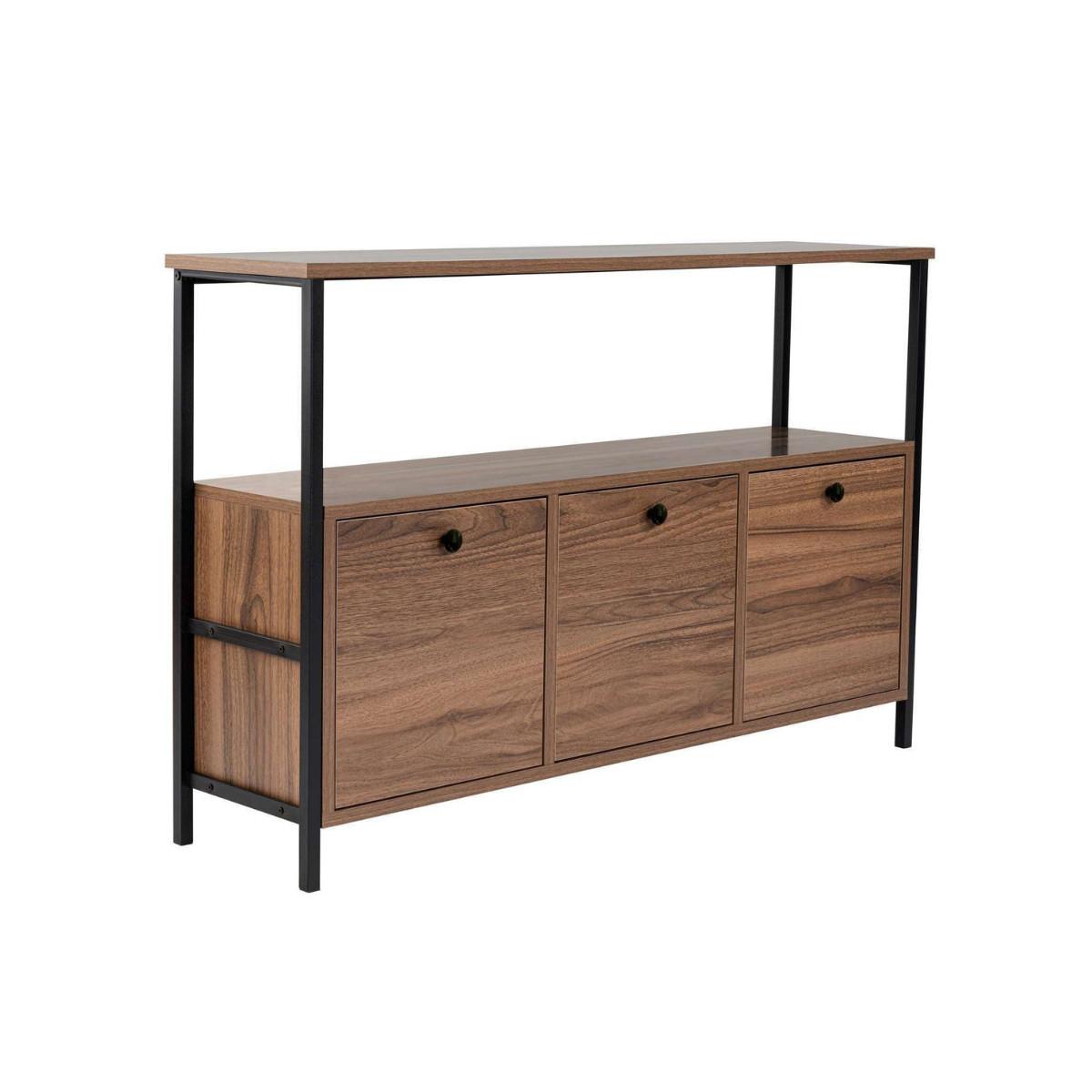 SIDEBOARD mit 3 Türen und 1 oberer Ablagefläche 120/29,5/77 cm - Schwarz, Holzwerkstoff (29.5/77/20.5cm) - Calicosy