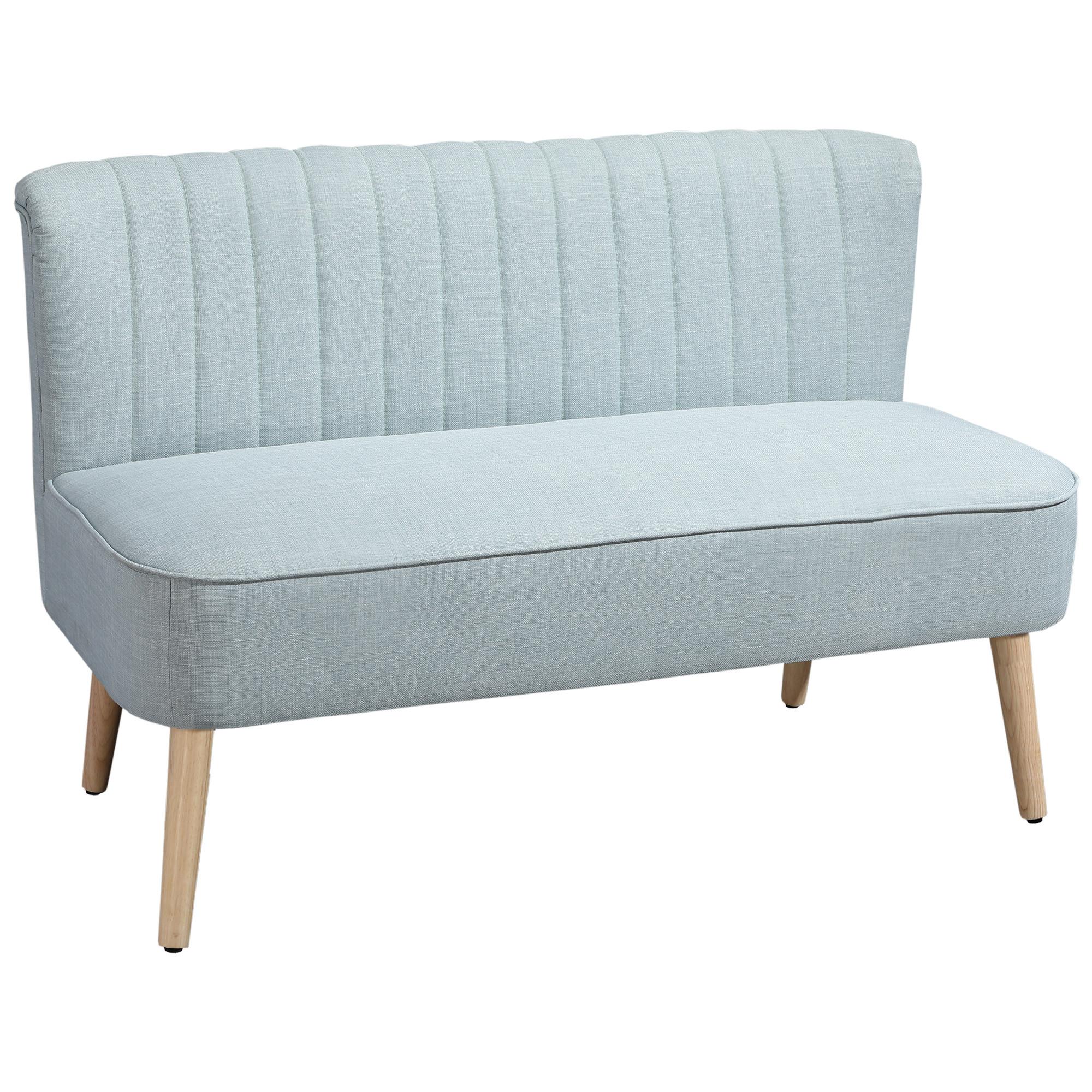 2-SITZER-SOFA Polyester Grün - Hellgrün/Naturfarben, Holz/Textil (56.5/77/117cm) - HOMCOM