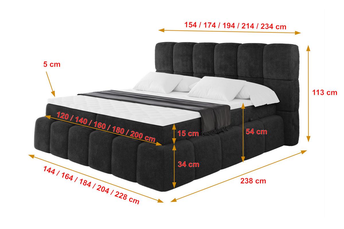 BOXBETT - AURI-H4 - 200x200 Grafitgrau Lapitt - Schieferfarben, Holzwerkstoff (200/200cm) - ALTDECOR